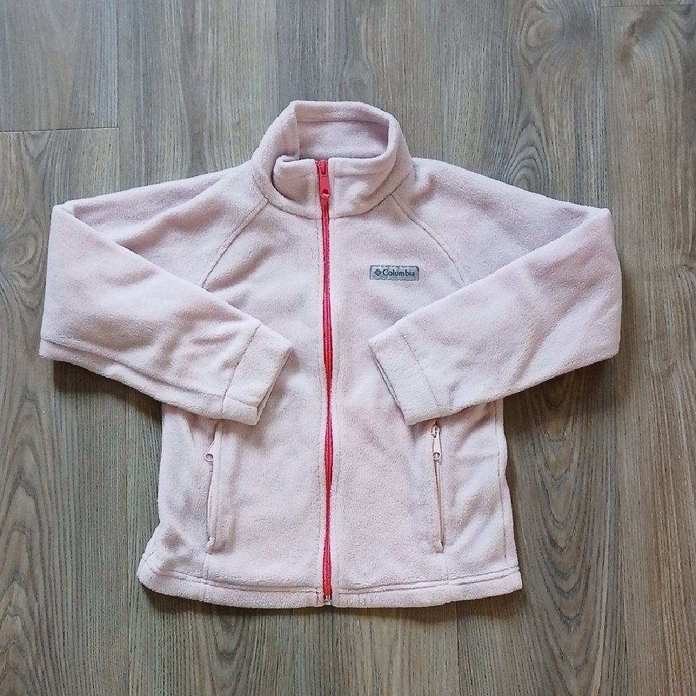 Columbia Light Pink Fleece Jacket with Bright Pink Zip